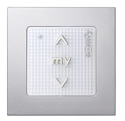 Somfy Smoove 1 RTS Single Channel Surface Mount Pure Wall Switch 1811533 with Silver Matte cover plate 9015025