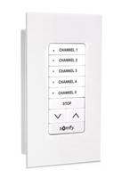 Somfy Decoflex Surface 5 Channel RTS Wirefree Wall Switch White 1871025