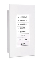 Somfy DecoFlex Surface 5 Channel RTS Wirefree Wall  Switch White 1871025 | Florida Automated Shade
